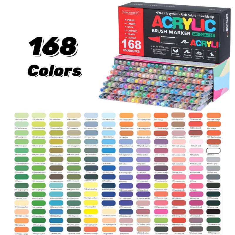 Acrylic Paint Markers, Soft Brush Tip Pens and Markers, Acrylic Paint Pens for Wood, Stone, Canvas, Glass, Fabric, Egg, Rock Painting and DIY Crafts Art Supplies,Permanent,Washable,Quick-Drying,Waterproof