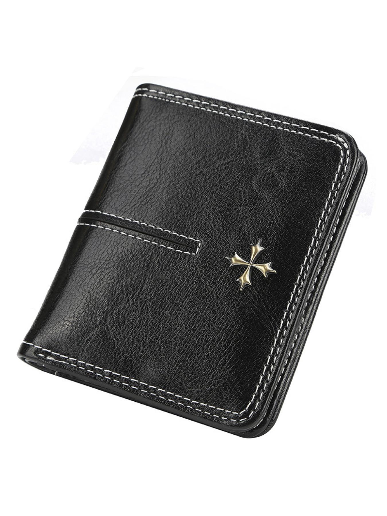 Women's Short Vertical Wallet, Vintage Fashion Style, Multiple Card Slots with Zipper Coin Pocket, Casual Daily Use Commuter Purse