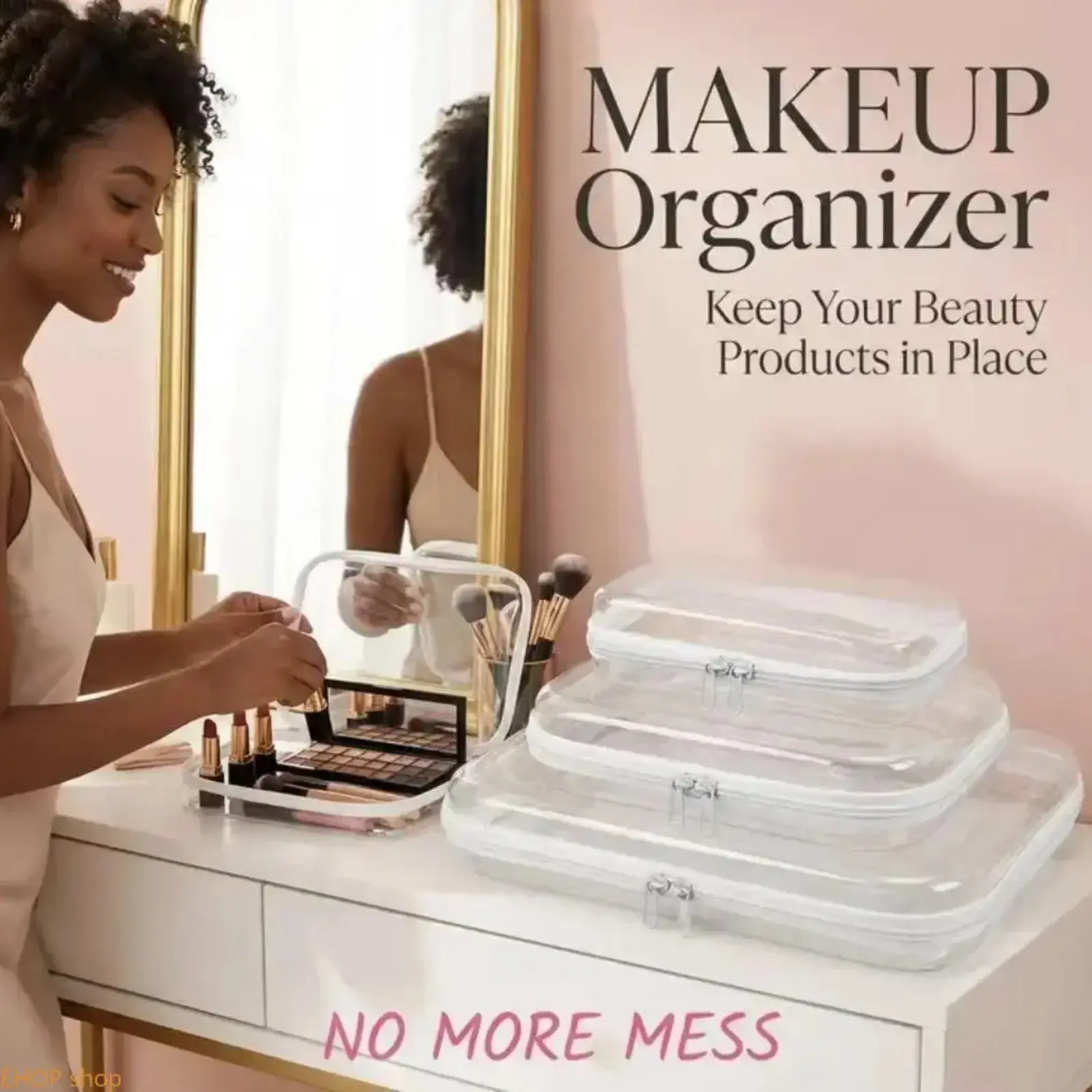 Clear Hard Zipper Organizer Storage Box, Transparent PVC Storage Container for Makeup, Jewelry, Tools, Toys and Small Items, Portable Multi-Purpose Travel Organizer for Home & Office