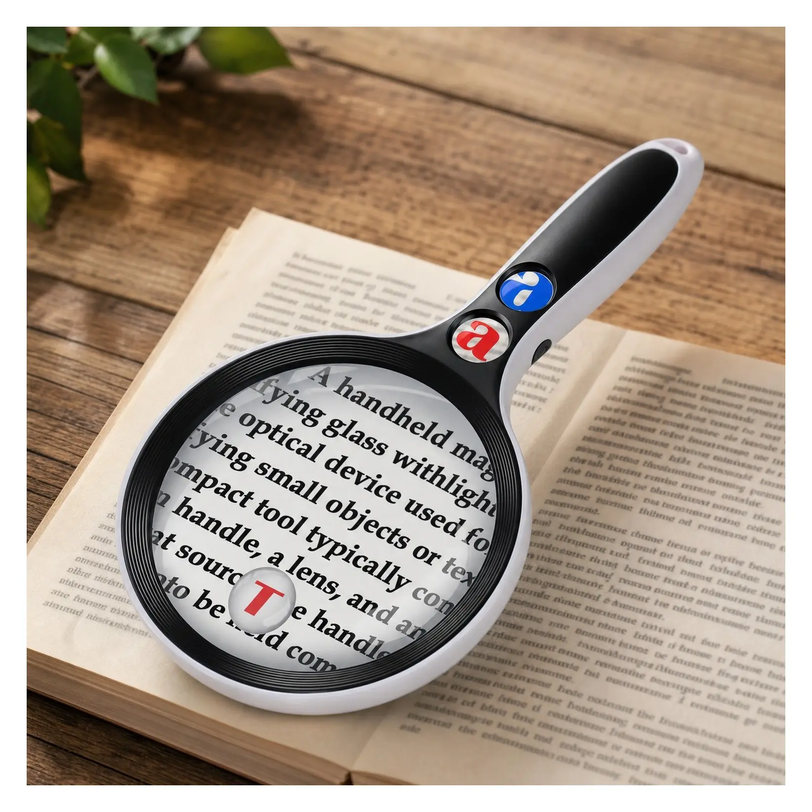10X 25X 45X 60X Large Lighted Magnifying Glass with LED Lights, 5-Inch Handheld Page Magnifier for Reading Small Prints, Low Vision Seniors & Aging EyesGift