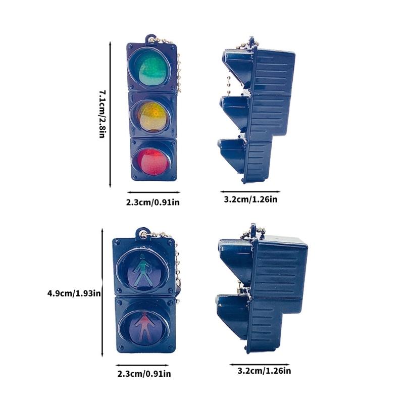 2Pcs Simulation Electronic Traffic Light Keychain Pendant Mini Pedestrian Light LED Light-emitting Toy Kids Cognitive Toy Gift