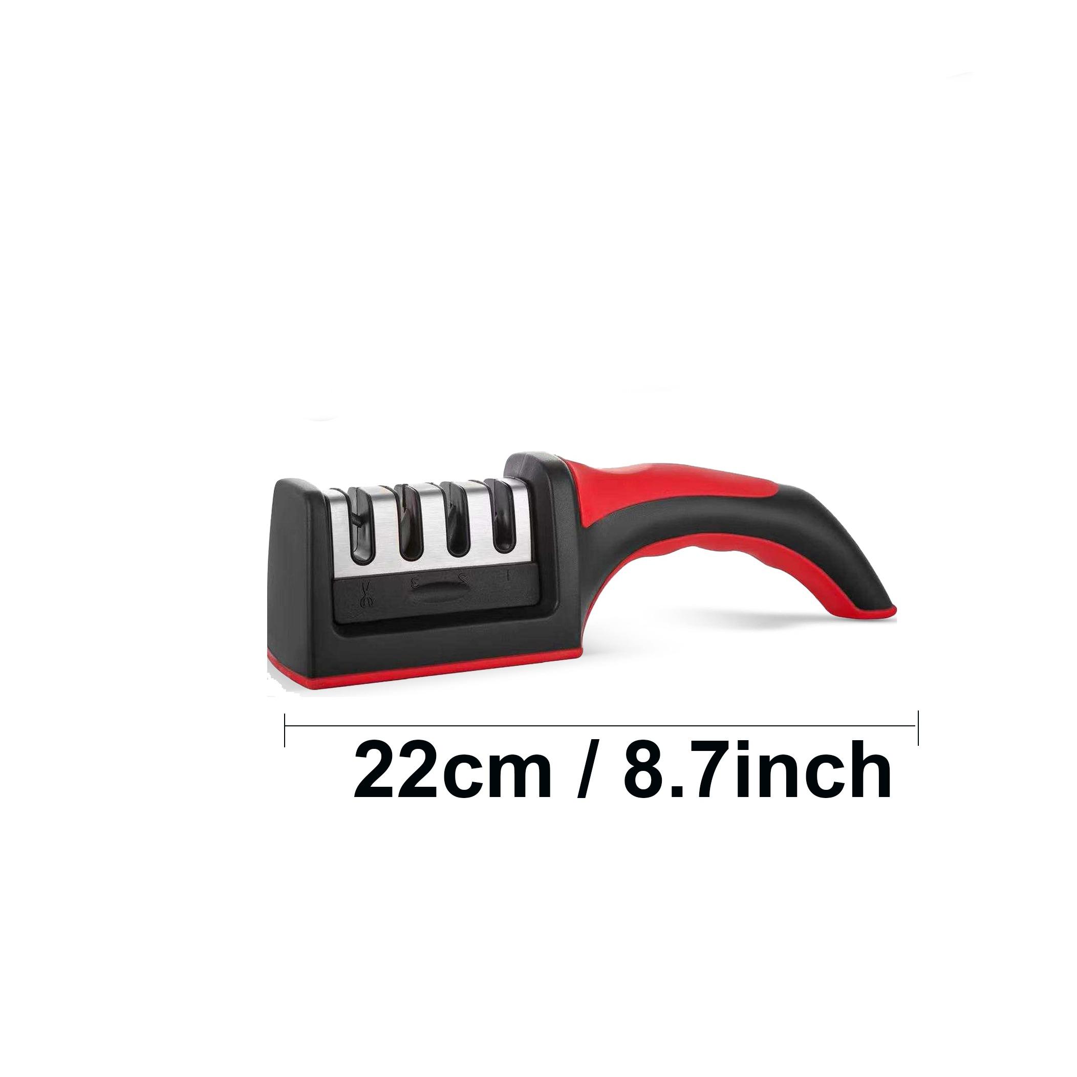Kitchen Knife Sharpener, 4-Stage Multi-Functional Stainless Steel Tool, Removable Grinding Heads, Hangable Design, Suitable for All Knives