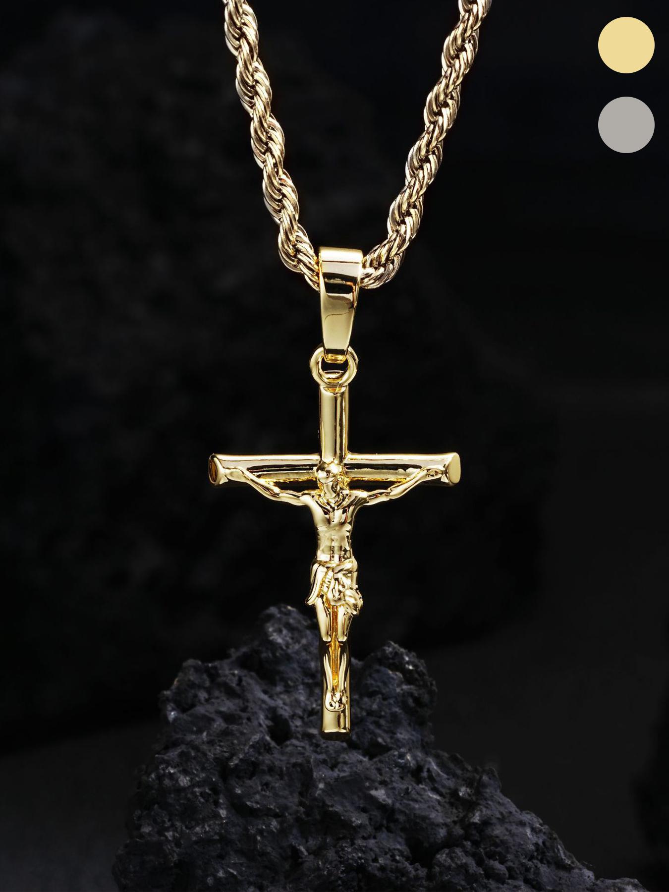2026 New Men's Cross Necklace, Jesus Christ Cross, Braided Pendant, Fashionable and Versatile, Ideal Gift for Fathers and Men