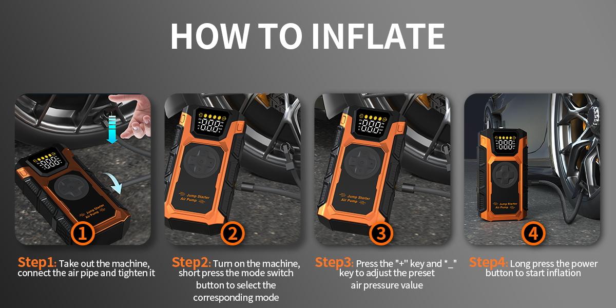 13800hAm the 10 in 1 the 7000A Car Jump Starter with Air Compressor,Battery Jumper Starter Portable with 150PSI Tire Inflator 12V Jump Box with LCD Display,Flashlight,Storage Case (Up 11.0L Gas/9.0L Diesel Engine