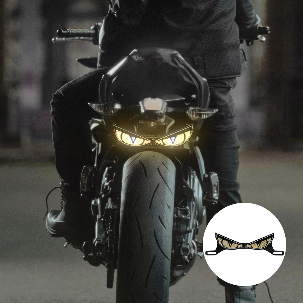 LED Motorcycle Headlight Devil Eye Cat Eye Dynamic Tail Light Car Tail Decorative Lamp Strobe Eagle Eye Lamp Motorcycle Led Lights Exterior Accessories