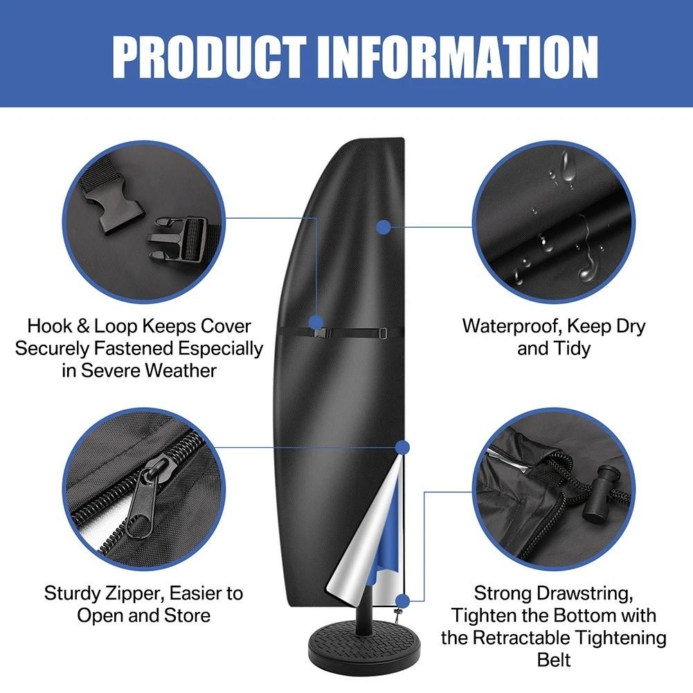 Outdoor Cantilever Umbrella Cover, Waterproof Patio Parasol Cover, Banana Straight Style, All-Season Parasol Umbrella Protection