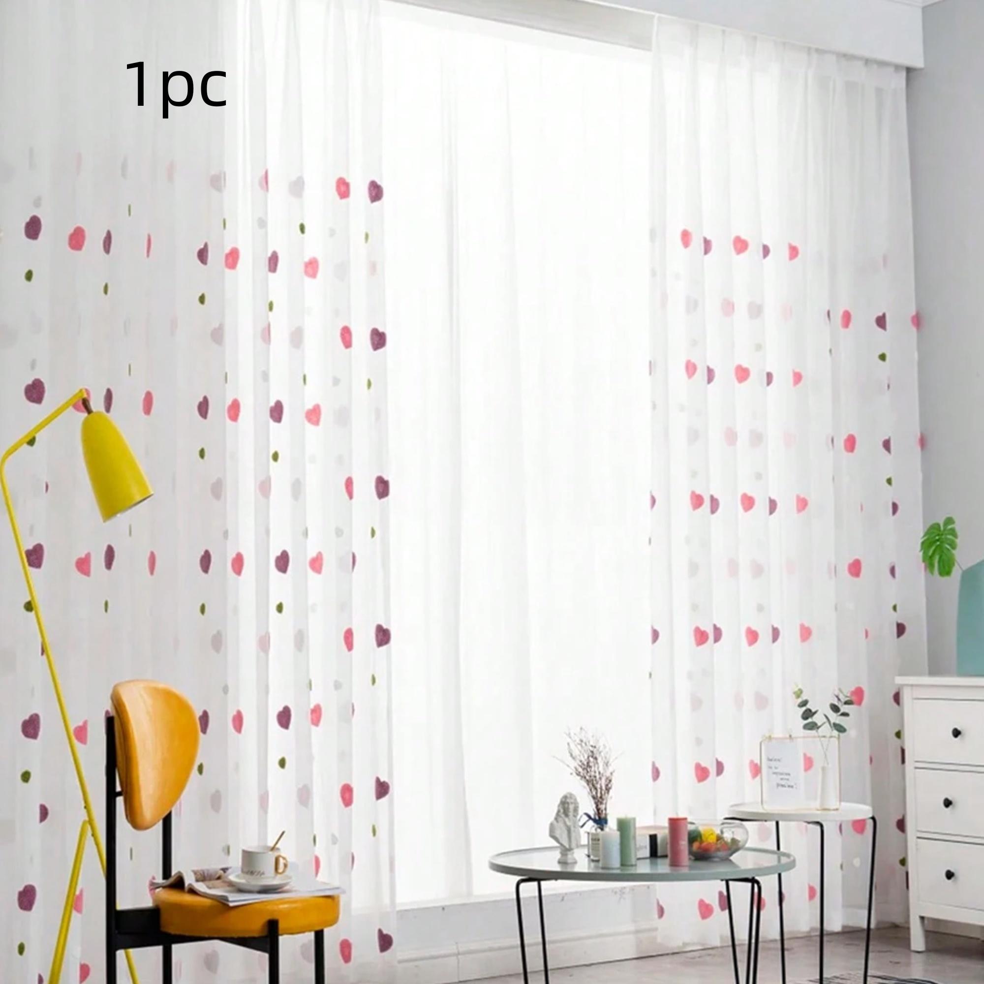 1pc Sweetheart Heart-Shaped Semi-Sheer Curtain, Modern Drapes for Bedroom Girl Room Decor, Atmosphere-Enhancing Window Treatment