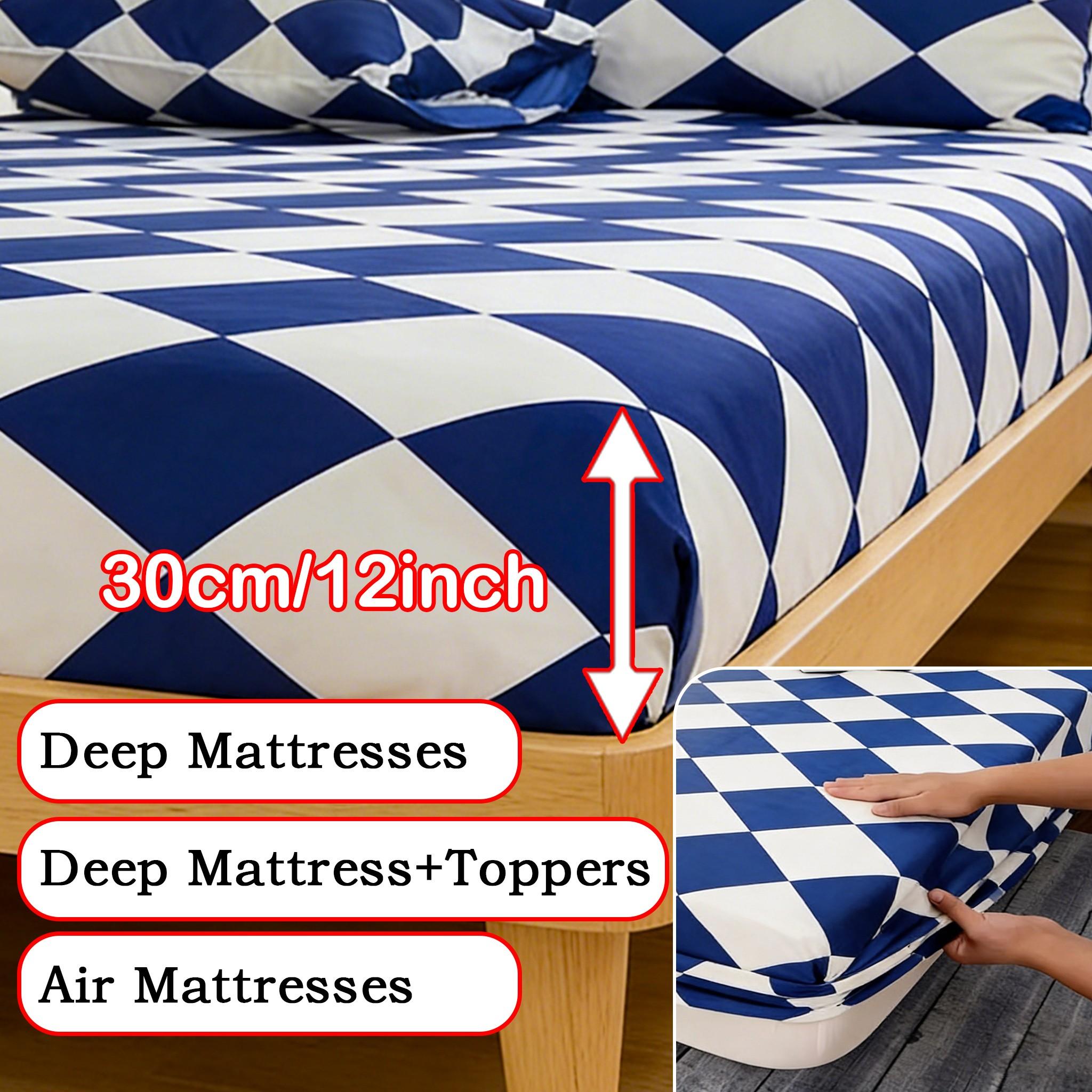 3-Piece Blue Geometric Fitted Sheet Set, Includes 1 Breathable Fitted Sheet + 2 Pillowcases, Soft Comfortable Fabric, Versatile Bedroom Decor, Ideal Gift for Boys, Soft Bedding Sets