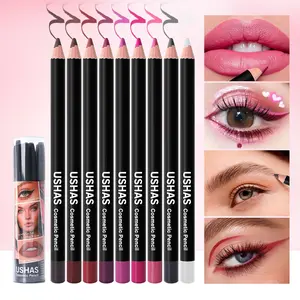 Ushas 9 Color Multi-Functional Makeup Pencil Set, Lip Liner, Eyeliner, Brow Pencil Trio, Cosmetic Tools for Daily Use