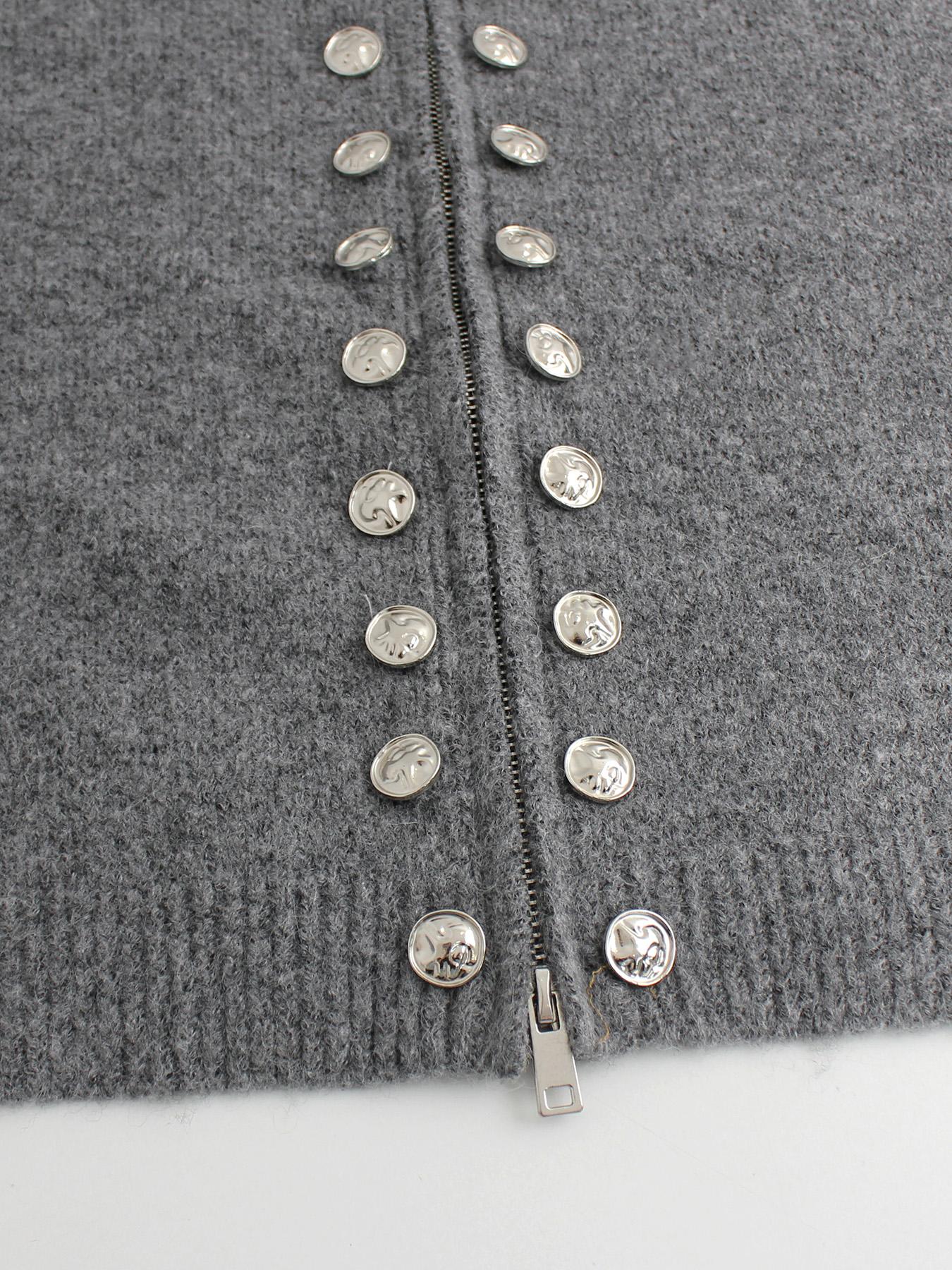 Elegant Women's Knitted High Neck Long Sleeve Cardigan, with Ribbed and Faux Button Detail, Perfect for Spring & Fall Fashion, Womenswear, Knitwear