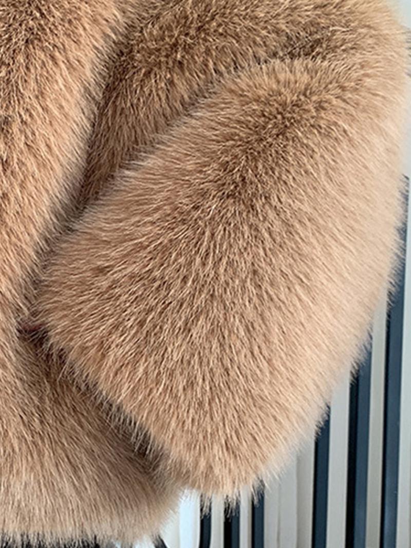 Women's Solid Color Hooded Faux Fur Coat, Casual Long Sleeve Thermal Outerwear for Fall & Winter, Women's Clothing for Daily Wear