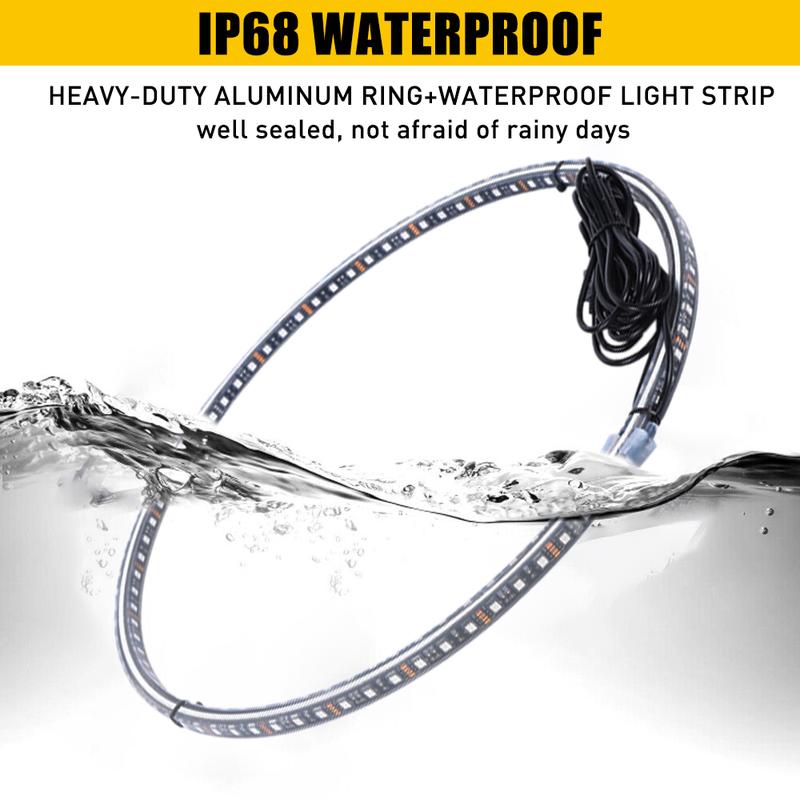 17.5" RGB & Chasing Flow Double Row LED Wheel Ring Rim Lights For Truck Car set 17.5" RGB & Chasing Flow Double Row LED Wheel Ring Rim Lights For Truck Car set