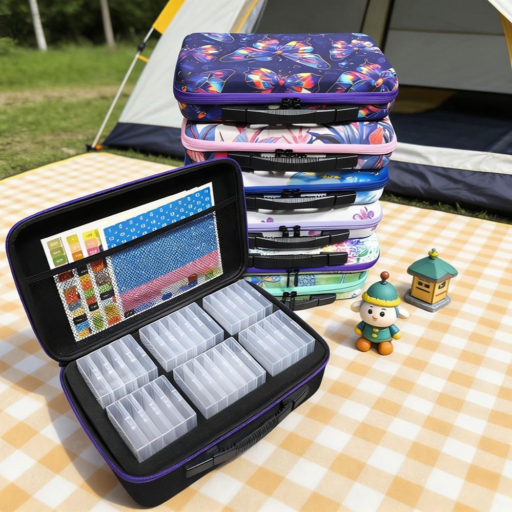 64-Slot Diamond Art Storage Box, Bead Organizer with Labels, 5D Embroidery Accessories Container for DIY, Crafts, Rhinestones, Seeds, DIY Craft Supplies