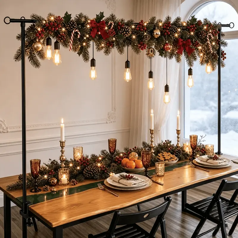 PABHAN Photography backdrop stand, made of heavy-duty iron structure, with adjustable table legs for supporting party arch decorations. Suitable for various decoration occasions such as weddings, birthdays, Halloween, Christmas, etc.
