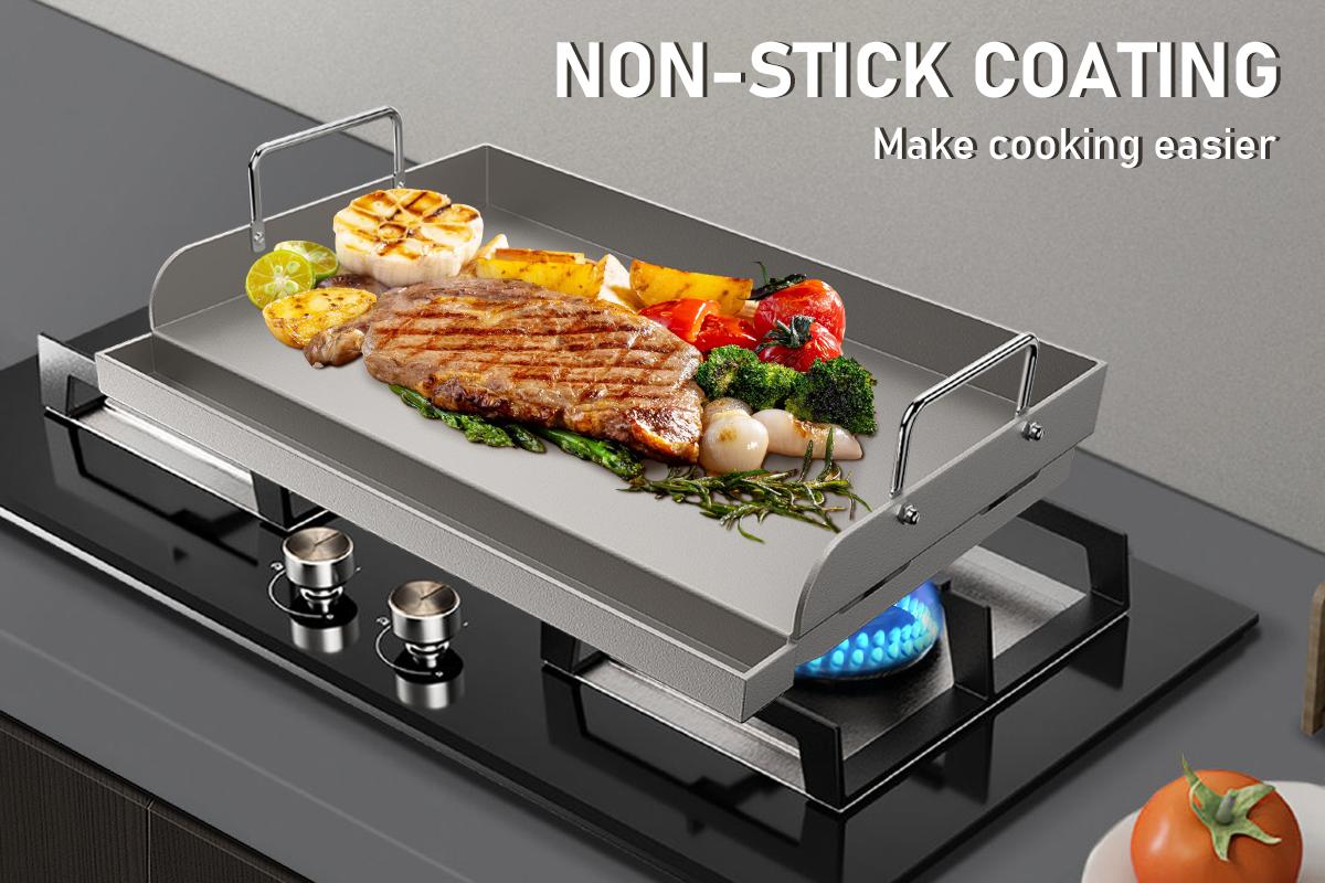 Uniflasy 17" x 13" Griddle for Gas Grill, Metal Cooking Griddle Pan for Outdoor Gas Grill, Flat Top Plate Skillet Pan Teppanyaki Griddle Insert for Weber Charbroil Camp Chef and Gas/Charcoal/Electric Grill