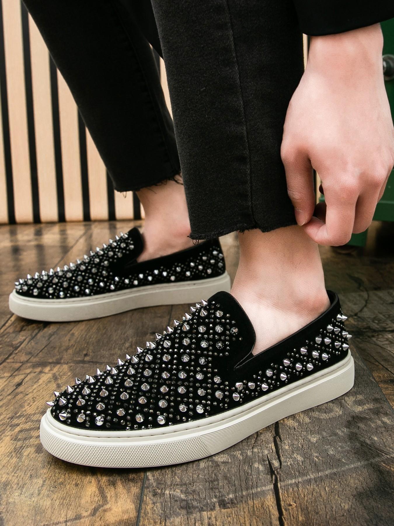 Men's Fashion PU Leather Slip-On Shoes, Plain Pattern, All Seasons, Rubber Sole, Business Casual, Nightclub, Driving, Daily Wear