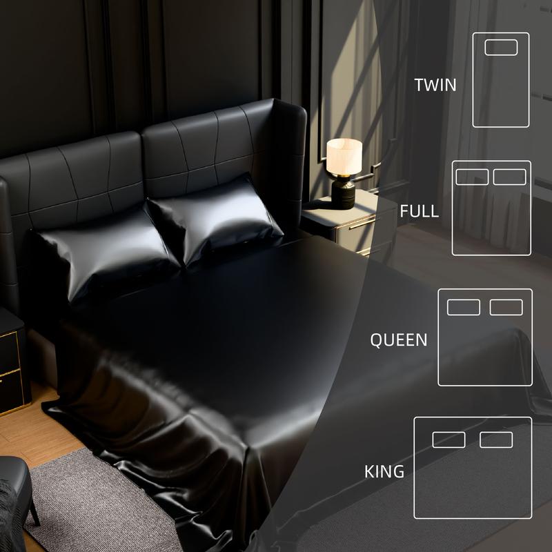 【TikTokShopBlackFriday】Satin-Look Polyester Bedding Set Bed Sheets Set – 4-Piece Silky Bedding for Bedroom, Guest Room, Dorm & Hotel – Twin, Full, Queen, King Sizes with 15-Inch Deep Pocket – Luxurious Soft, Wrinkle & Fade Resistant, Easy Care