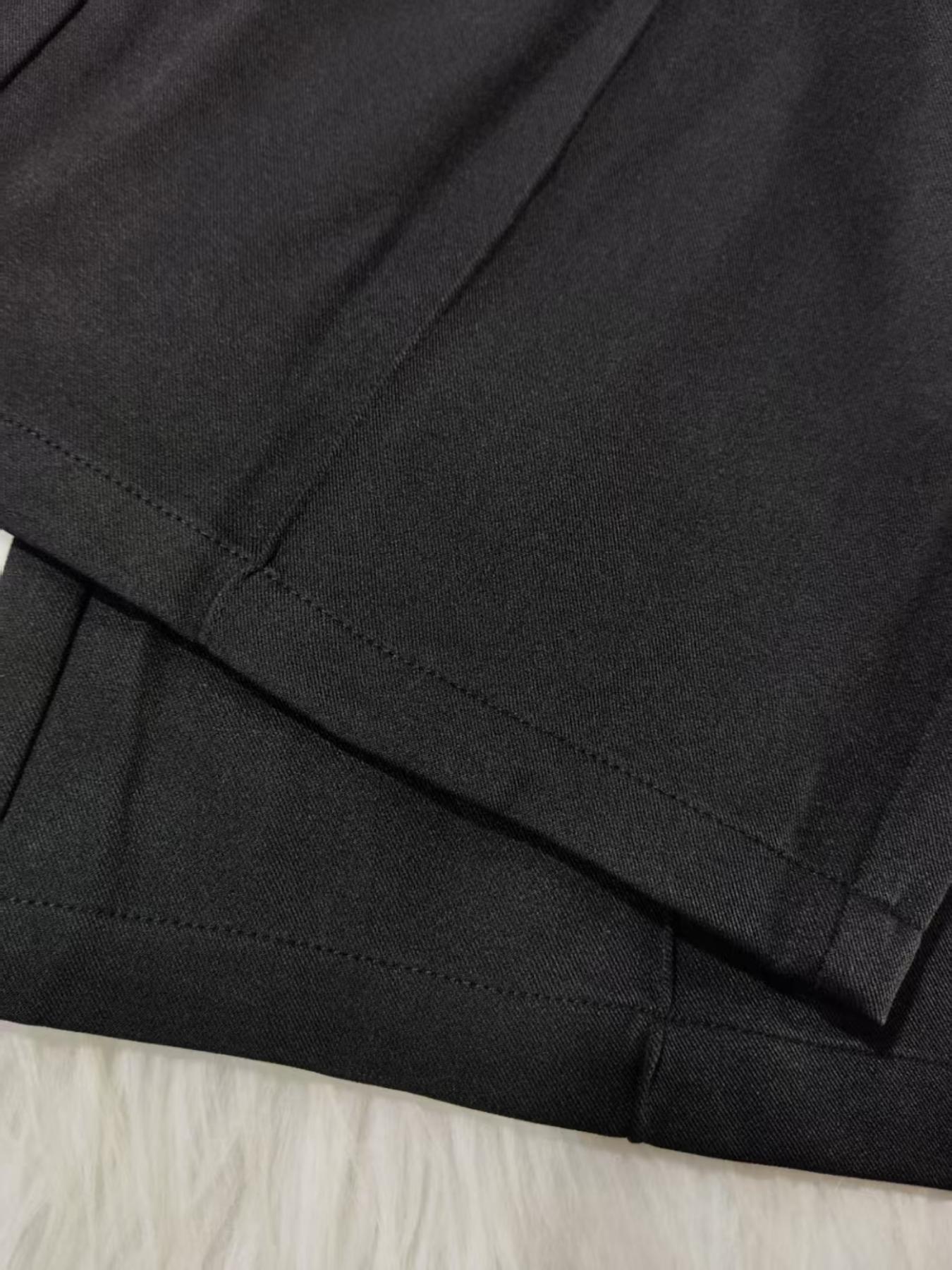 Women's Elastic Waist Solid Color Zipper Button Pocket Wide Leg Trouser Pants, Elegant Commuter Multi-Functional Office Wear Womenswear