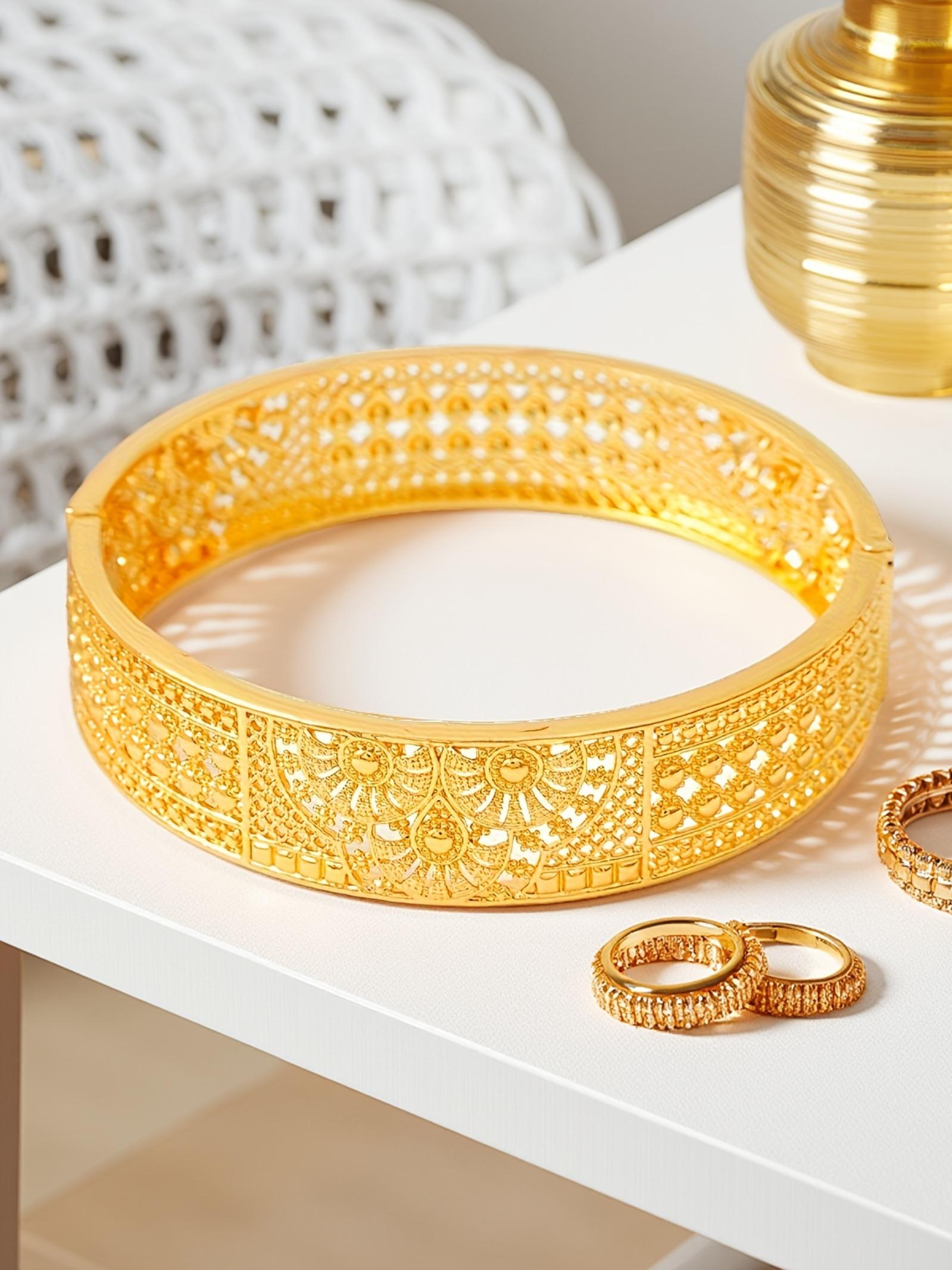 2pcs Elegant Vintage Copper Cuff Double Layered Bracelets for Women, Luxury Open Floral Design, Perfect for Daily Wear and Gifts, Batch 39dy