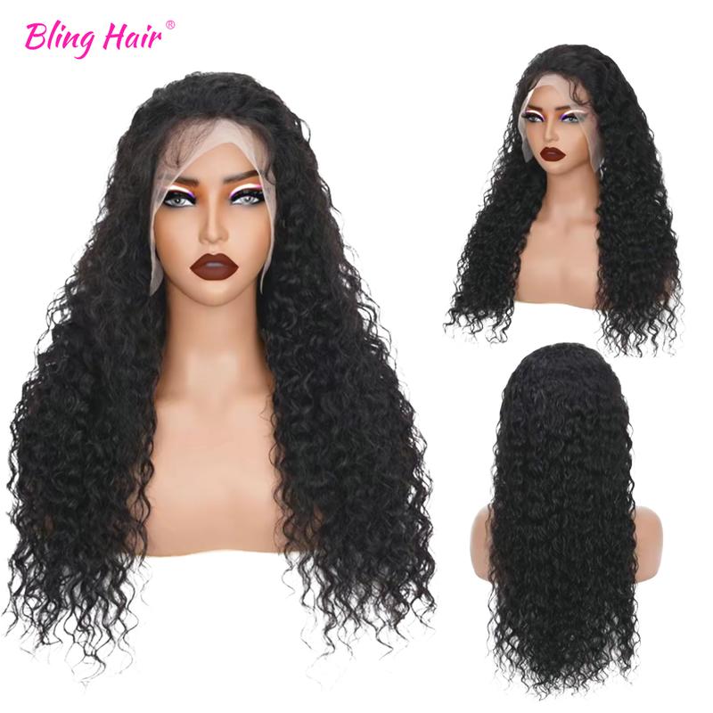 Bling Hair Kinky Curly 13x4 HD Lace Frontal Wig For Women Brazilian 30 32 Inch Transparent 13x6 Deep Wave Lace Frontal Human Hair Wigs