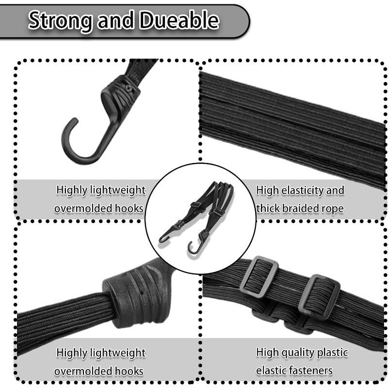 5pcs Universal Motorcycle Helmet Lanyard, Adjustable Elastic Rope with Dual Hooks, Four-Strand Split Binding Strap