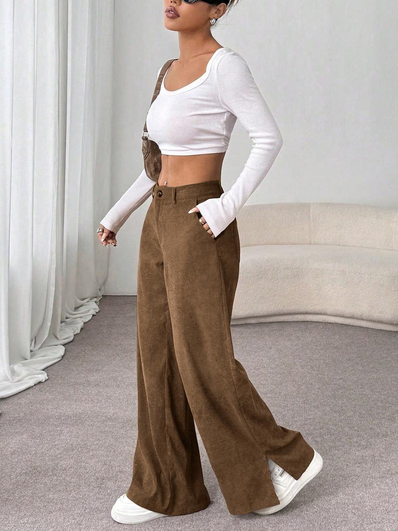 Women's Casual Pants Vintage High-End Split Wide Leg Loose Corduroy Long Pants, Comfortable and Stylish, Perfect for Daily Wear Women's Casual Pants Vintage High-End Split Wide Leg Loose Corduroy Long Pants, Comfortable and Stylish, Perfect for Daily Wear