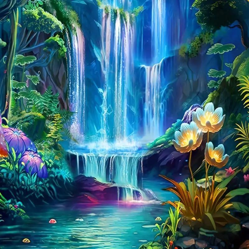 1 Counts Vibrant Jungle Landscape Tapestry - Jungle and Waterfall Prints, Lightweight Polyester Wall Hanging, Comes with Free Installation Kit - Perfect for Living Room, Bedroom, Office Decoration, Jungle Theme Decoration
