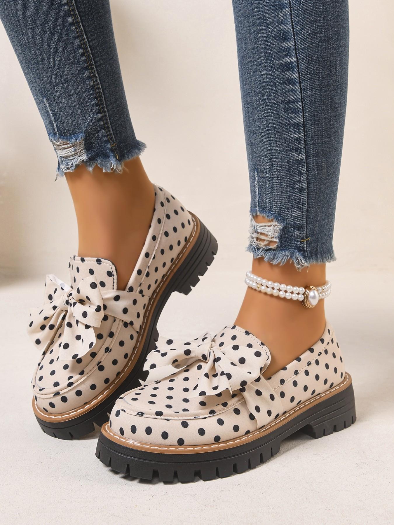 2026 Spring Summer New Zebra Stripe Bow Tie British Style Earl Loafer Slip Ons Thick Sole Small Leather Shoe Chunky Heel Women's Single Shoes