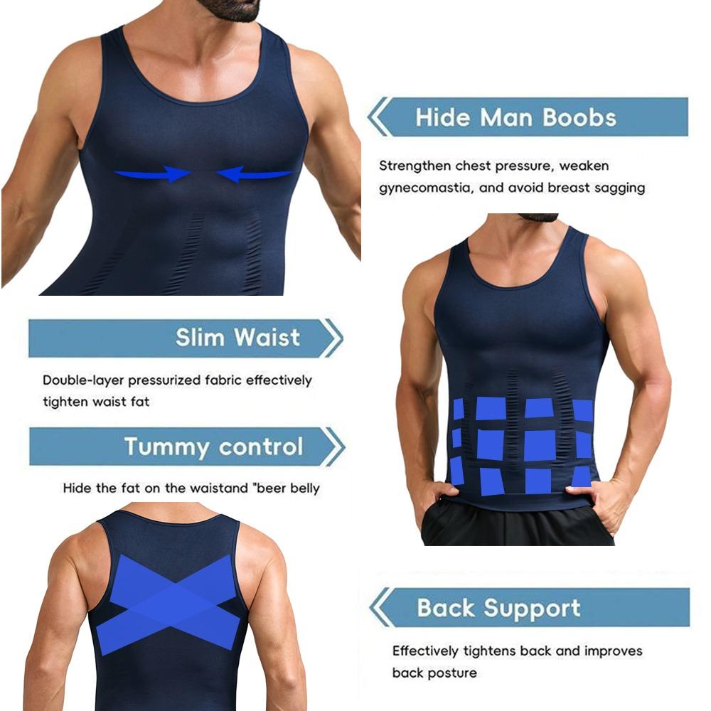 Mens Compression Shapewear Sleeveless Tummy Control Gym Fitness Soft Body Shaper Breathable Tank Top