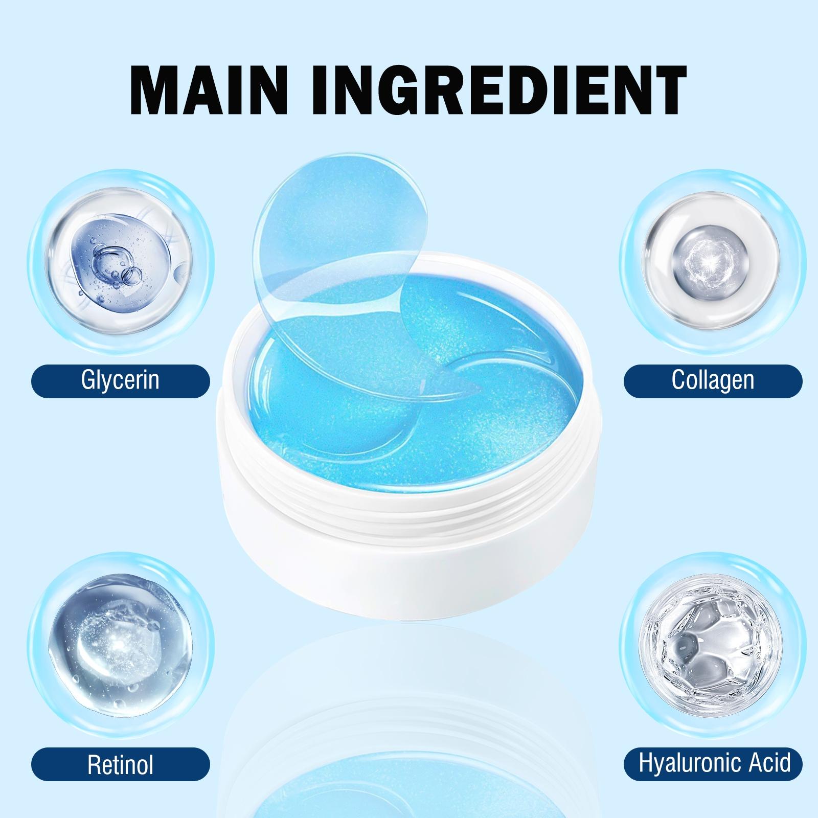 60pcs Eye Mask Set, Strong Moisture Boosting & Firming, with Retinol & Hyaluronic Acid, for Brightening & Elasticity Enhancement