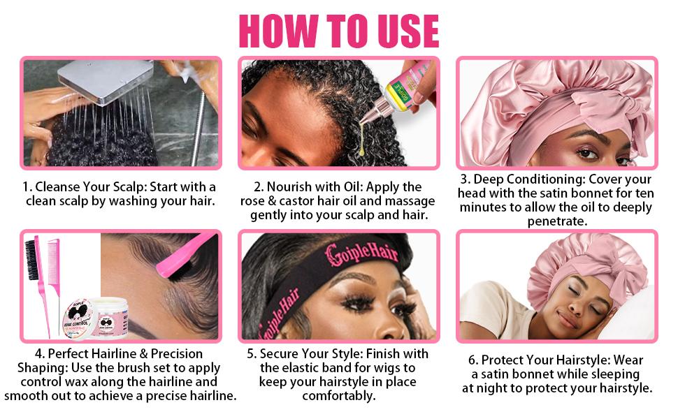 Edge Control Wax Strong Hold Non-greasy Hair Styling Gel - Edge Wax Edge Control for Black Hair &Black Castor Oil Braid Bonnet  Haircare Nourishing