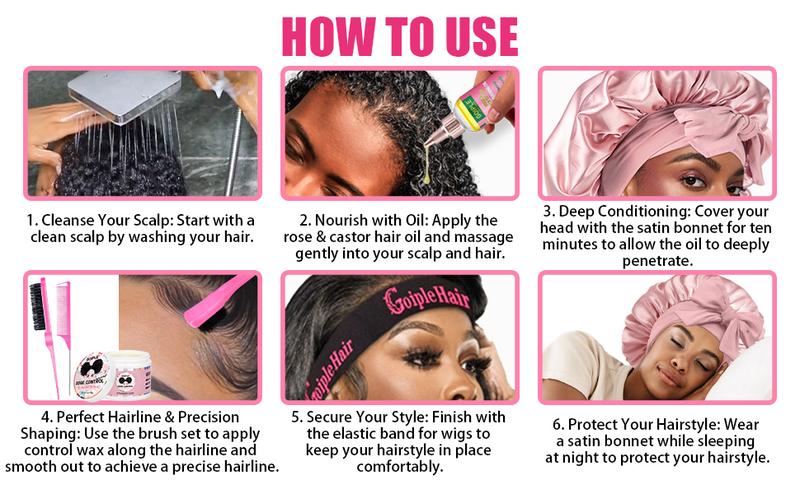 Edge Control Wax Strong Hold Non-greasy Hair Styling Gel - Edge Wax Edge Control for Black Hair &Black Castor Oil Braid Bonnet  Haircare Nourishing