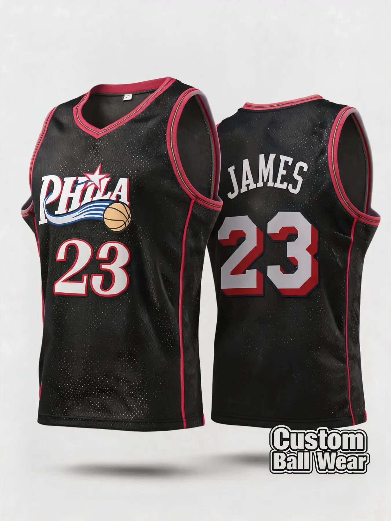 23 Number Embroidered Men Basketball Jersey, James Philadelphia Sports Wear, Loose-Fit Sporty Design, All-Season Athletic Apparel