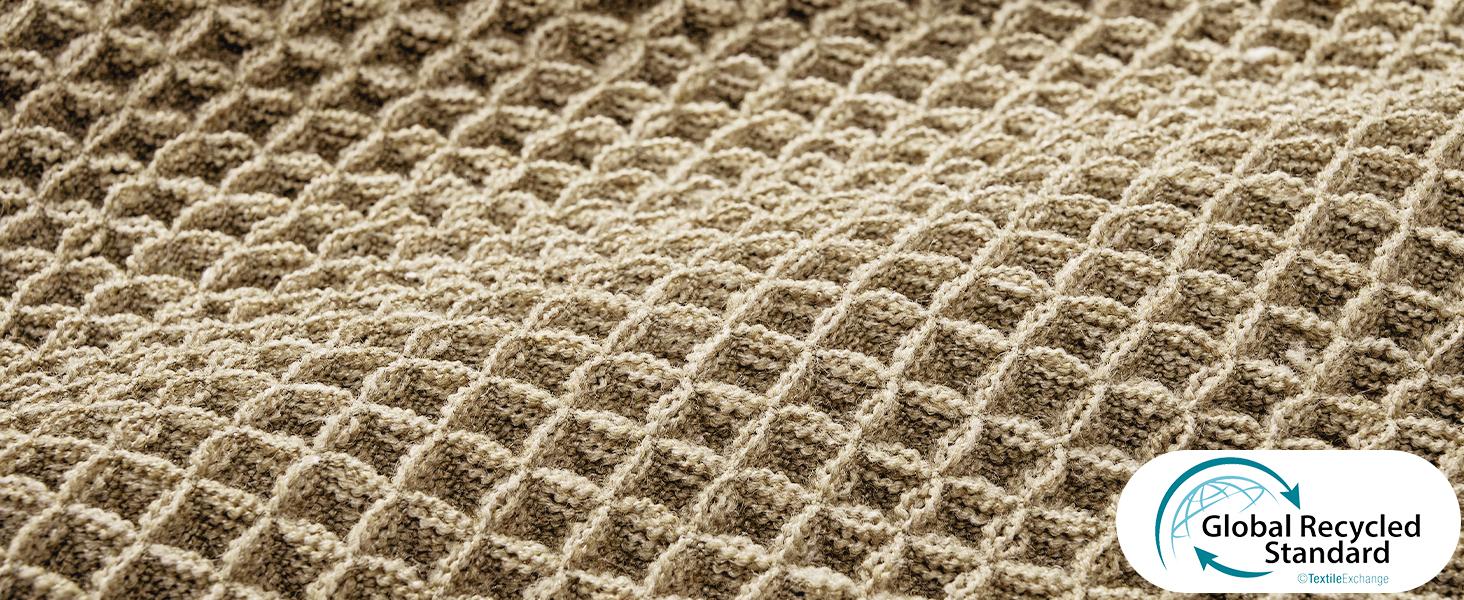 Deconovo Upgraded Boho Waffle Bath Mat - Super Absorbent, Non-Slip, Machine Washable Rug for Bathroom, Kitchen, Bedroom, Living Room, Hallway, and Entryways