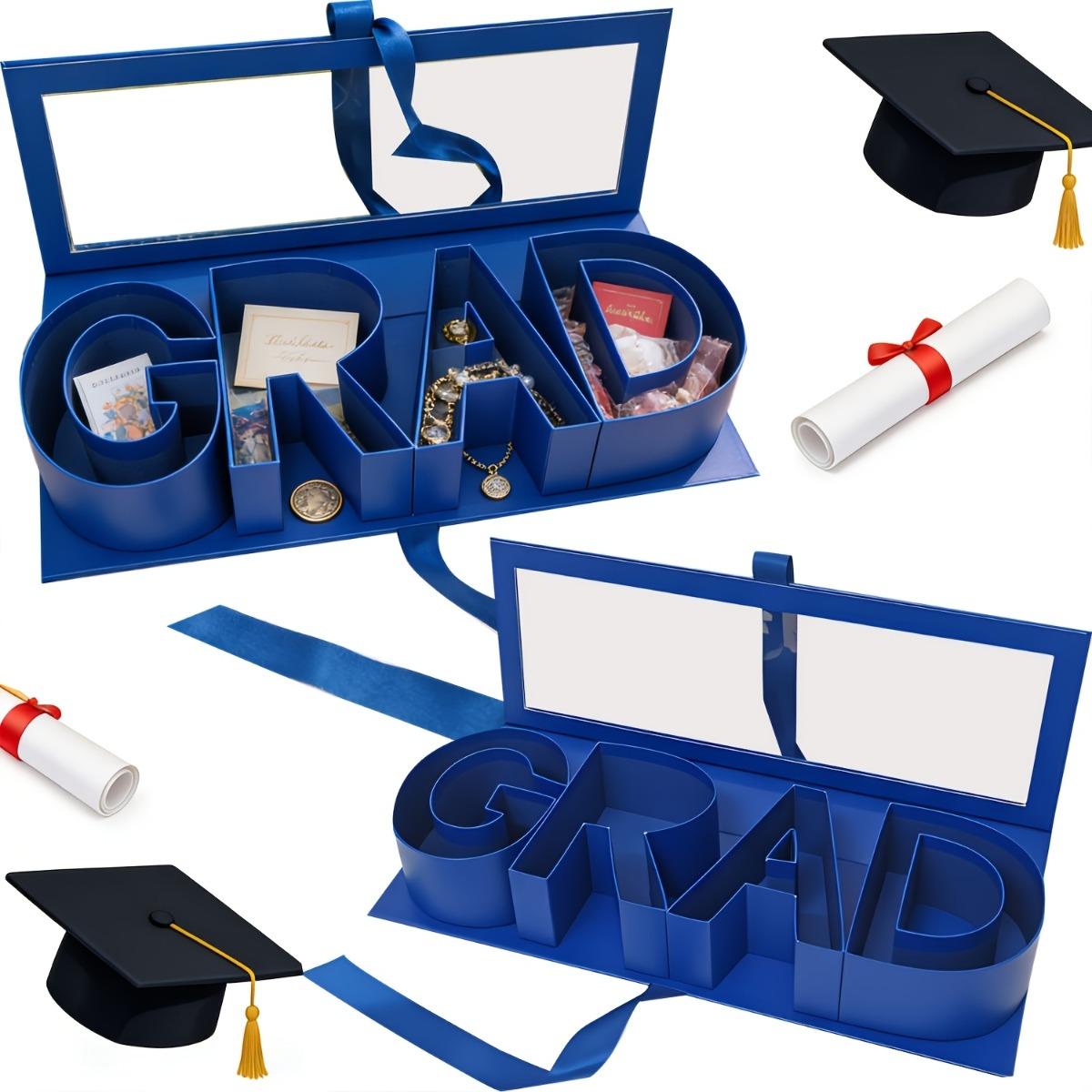 2026 Graduation Season DIY Letter Gift Box, GRAD Shaped Fillable Paper Gift Box, Graduation Bouquet Packaging Card Holder Keepsake Bracelet Box, Great for High School and College Graduation Gifts