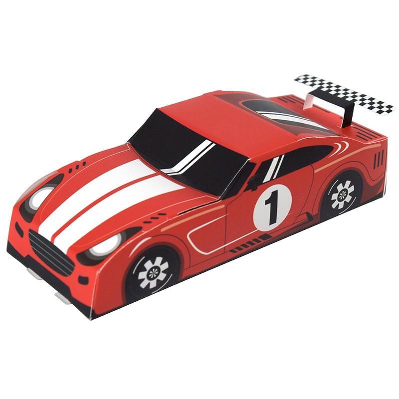 10pcs Racing Theme Birthday Party Gift Boxes, Colorful Foldable Paper Candy Containers, Ideal Gifts for Boys' Racing Parties