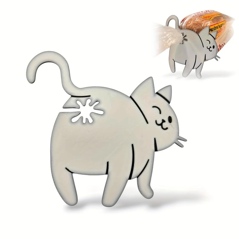 [Cat Bread Clip] Cat Butt Bread Clip - 3D Printed Humorous Kitchen Gadget - Plastic Bag Holder for Bread & Snacks - Cute Animal Pantry Storage Accessory - Quirky Home Decor Gift - Playful Design - Lightweight Accessory - Pet Lovers