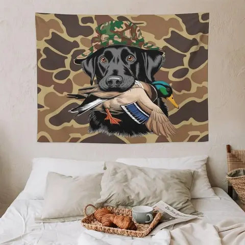 Camouflage Shot Caller Duck Hunting All Over Print Polyester Decorative Tapestry Wall Hanging - Living Room Wall Decor, University Dorm Home Decor, Hand Wash, Wrinkle Resistant