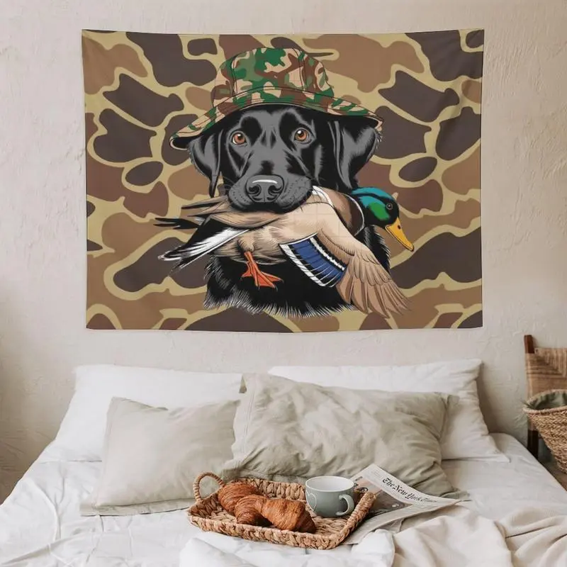 Camouflage Shot Caller Duck Hunting All Over Print Polyester Decorative Tapestry Wall Hanging - Living Room Wall Decor, University Dorm Home Decor, Hand Wash, Wrinkle Resistant