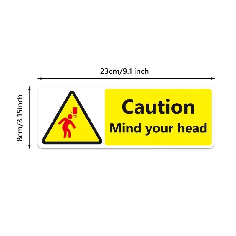 5pcs Safety Warning Stickers, Background Text, Self-Adhesive Collision Prevention Labels, Waterproof Pet Material