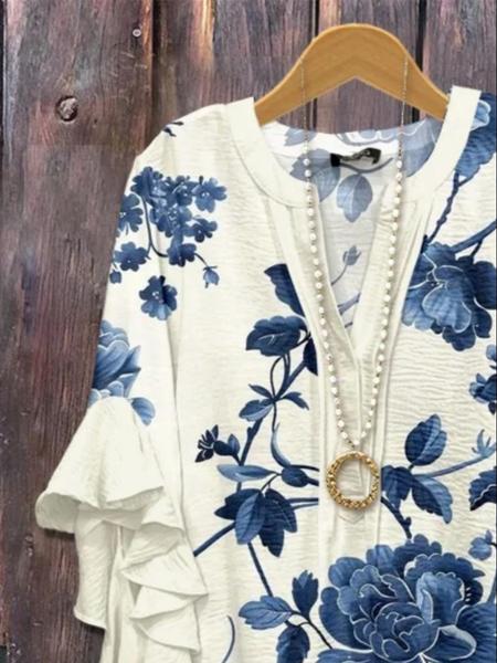 Elegant Women's Plus Size Butterfly Sleeve Top, Slim-Fit Long Blouse with Chest Buttons, All-Season Fashionable Design