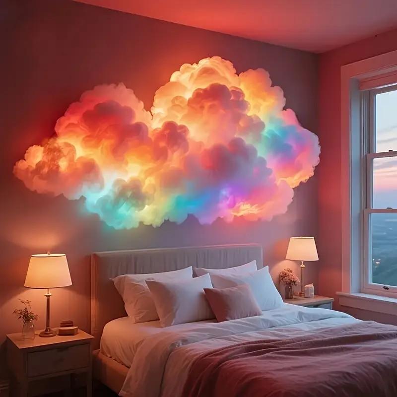 🎄Smart 3D Cloud LED Light | Color Changing & Music Sync Lights | Room Decor for Christmas, Halloween | USB Powered Family DIY Fun✨