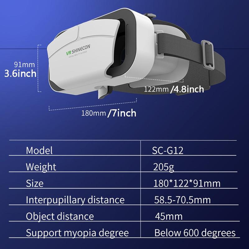 VR SHINECON Virtual Reality VR Glasses, 3D Helmet Lenses Smart Goggles for Smartphones, VR Glasses for Home Office Gamer