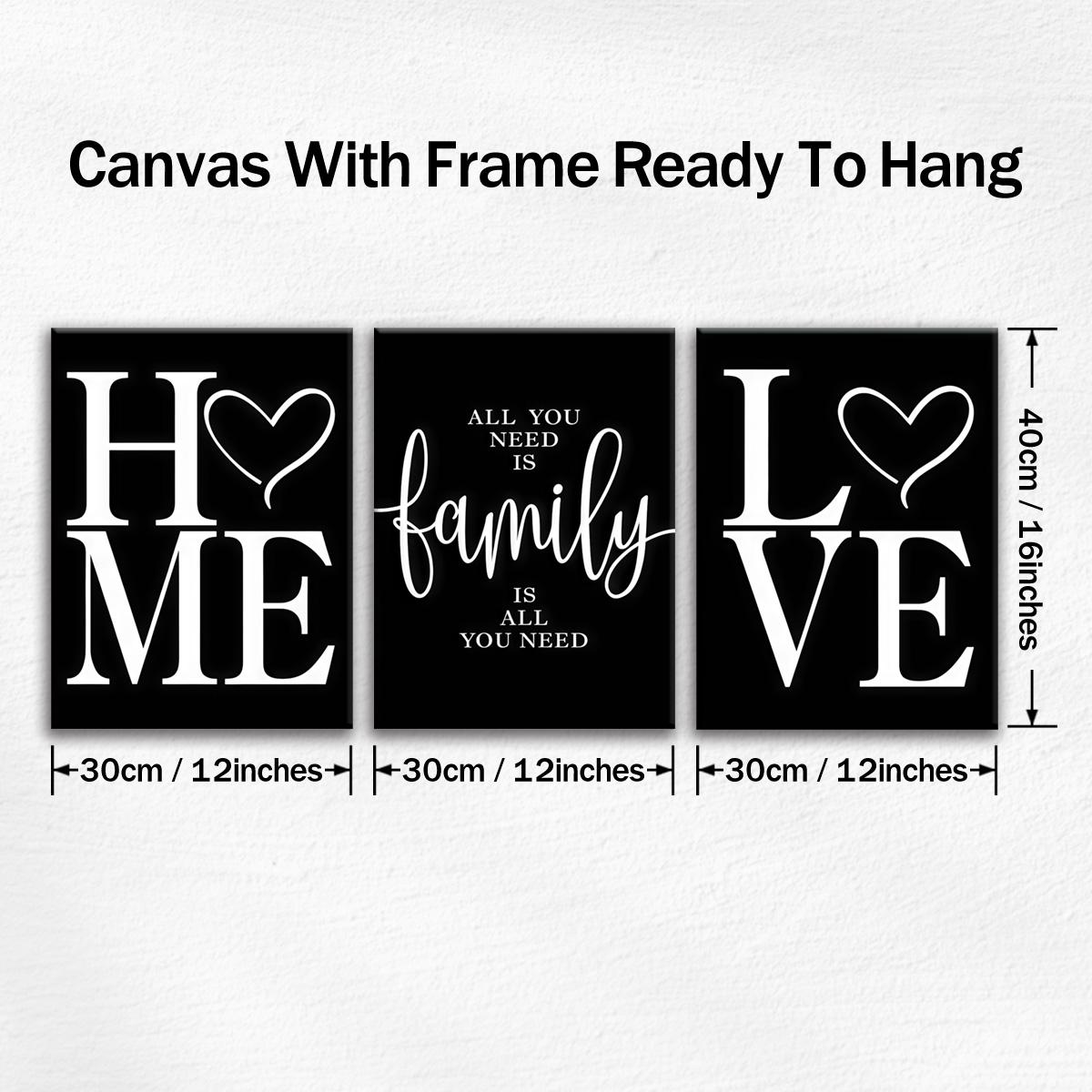 3 Counting wooden frame canvas, colorful simple family love art poster, living room decorative painting, modern art, Home, suitable for corridor and wall art, Wall Decoration, high-definition printing, waterproof artwork