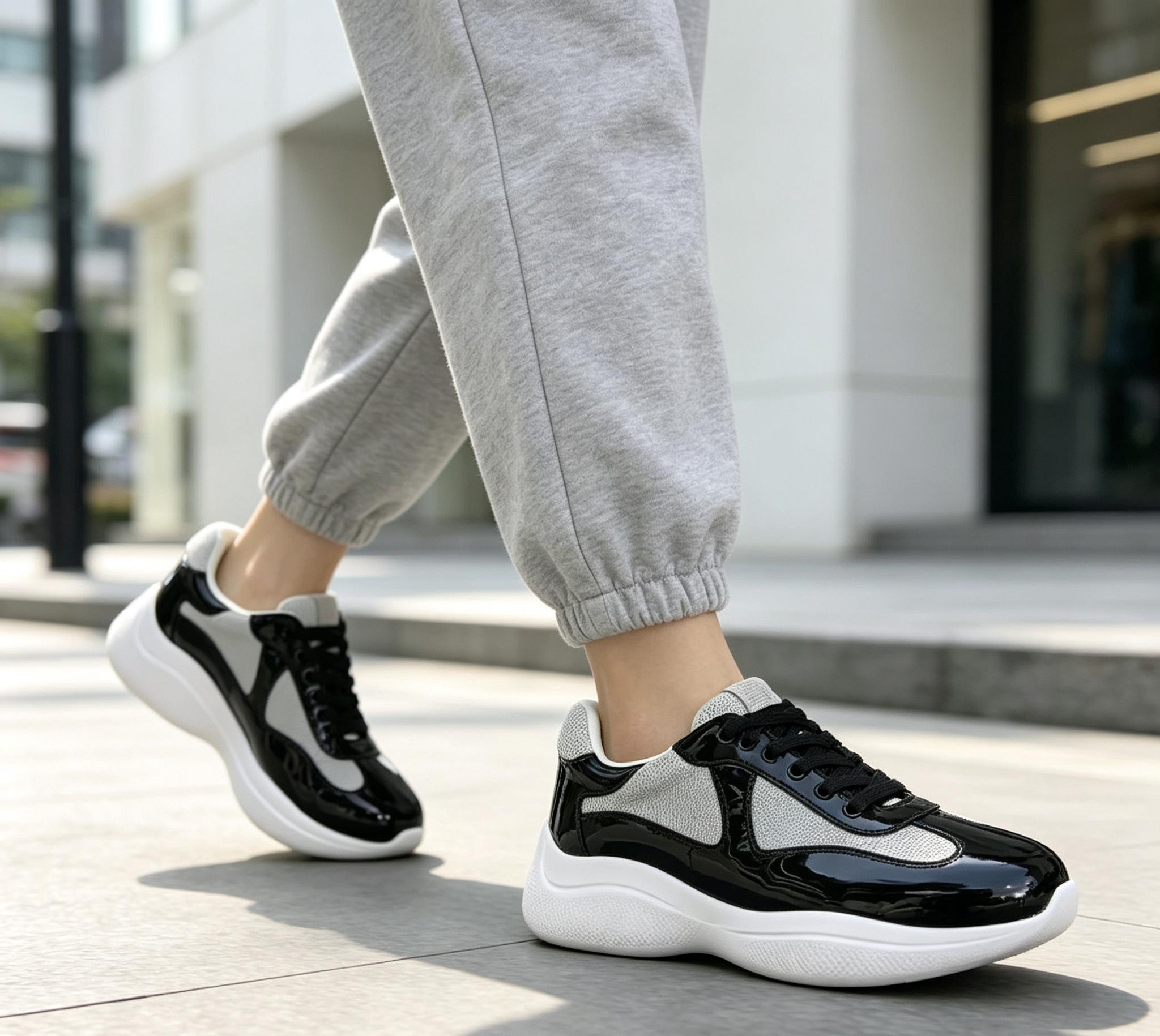 Unisex Low Top Mesh & Leather Platform Sneakers - Thick Platform, Cushioned Sole, Breathable, Lace-Up, Casual Wear Running Shoes (Multiple Trendy Colors), Athletic Running Trainers