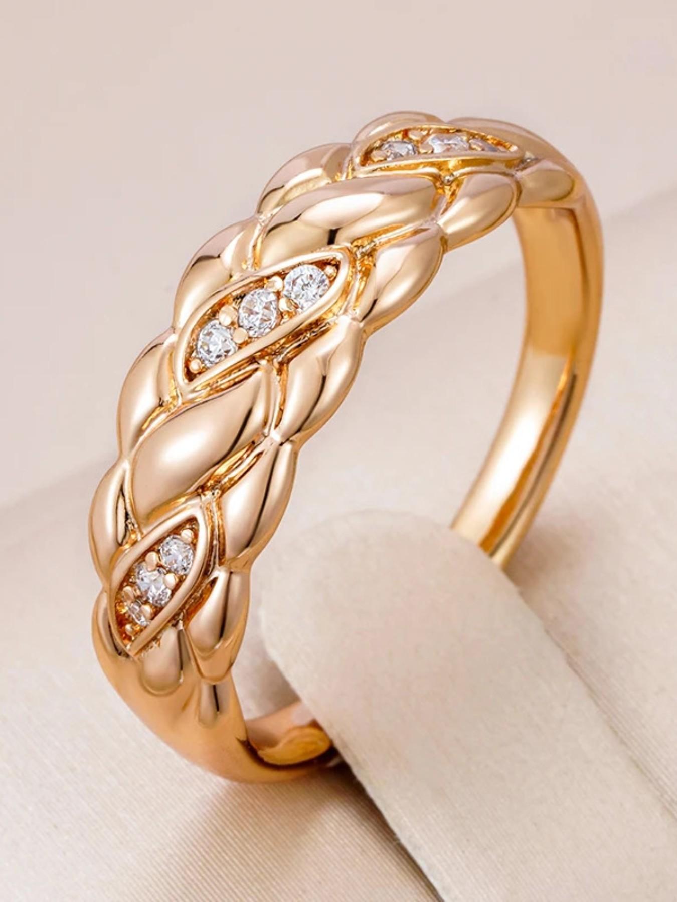 1 Pc Braided Ring for Men and Women, Rhinestone Decorative Stackable Design Delicate Jewelry Perfect for Engagement Weddings, Daily Wear Anniversary Gift for Her