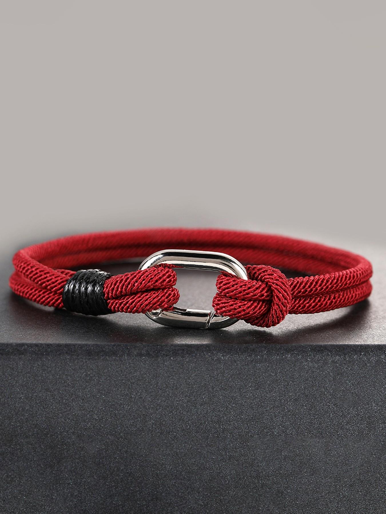 Men's Braided Rope Bracelet, Minimalist Nautical Style, Adjustable Buckle, Durable Handmade Knot Wristband, Daily Wear, Fitness Gift