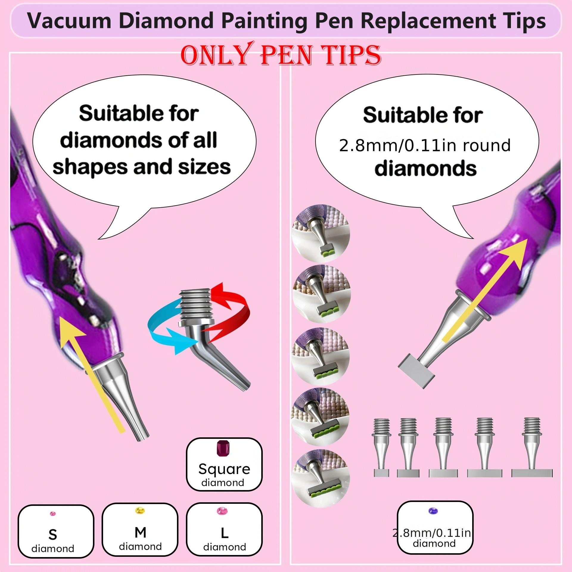 Stainless Steel Screw Multi-Functional Durable Material Vacuum Diamond Painting Replacement Head Set, Compatible with Most Vacuum Diamond Pens, Diamond Art Tools