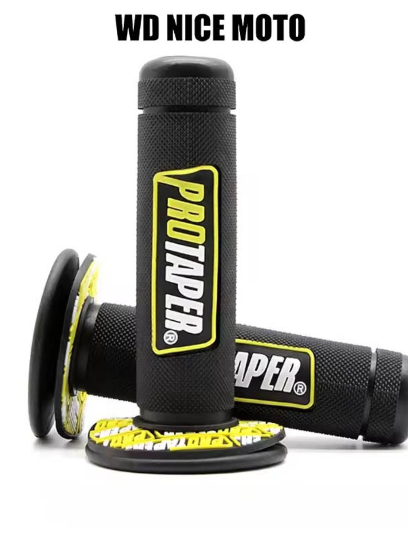 WD Nice Moto Motorcycle Handle Grips, 7/8" 22mm Universal Handlebar Rubber Gel, Comfortable Hand Grip for Motocross & Dirt Bikes