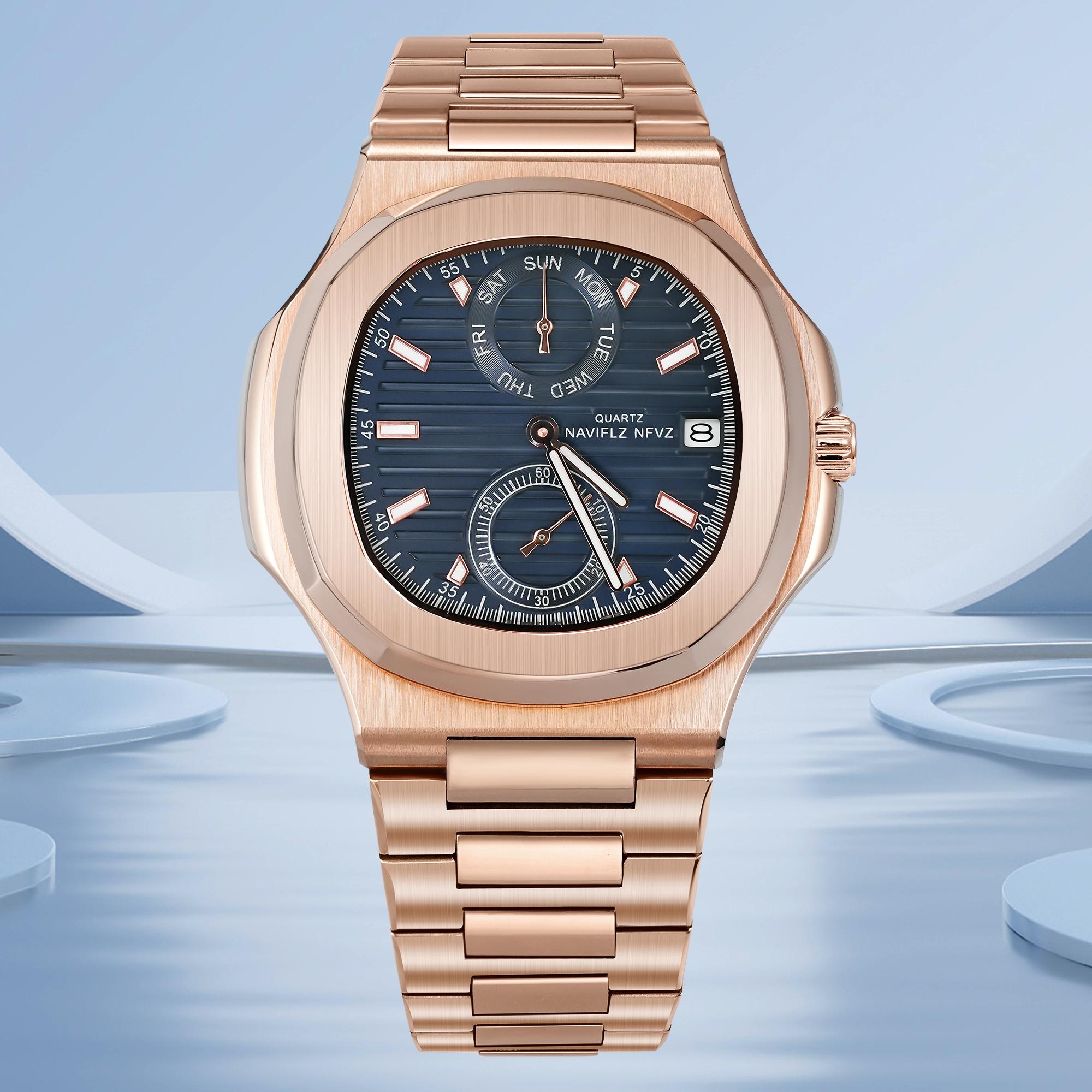 NAVIFLZ NFVZ  Luxury Men Wristwatch Business Waterproof Luminous Date Man Watch Stainless Steel Men's Quartz Watches Relogio Masculino